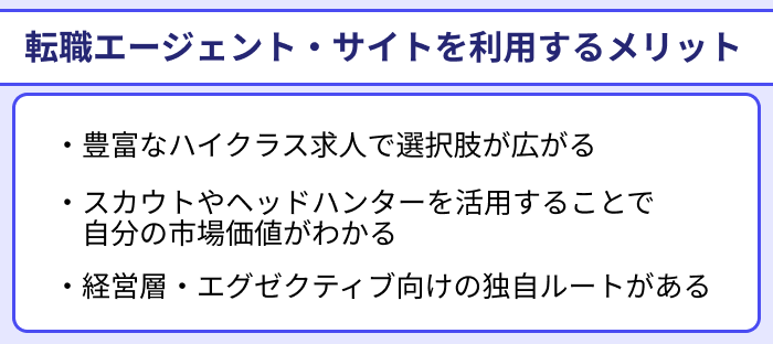 管理職向け転職エージェント・サイトを利用するメリットのイラスト