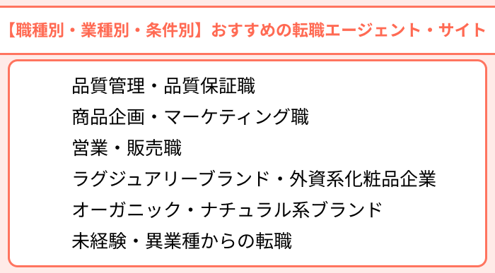 【職種別・業種別・条件別】おすすめの化粧品業界向け転職エージェント・サイトのイラスト
